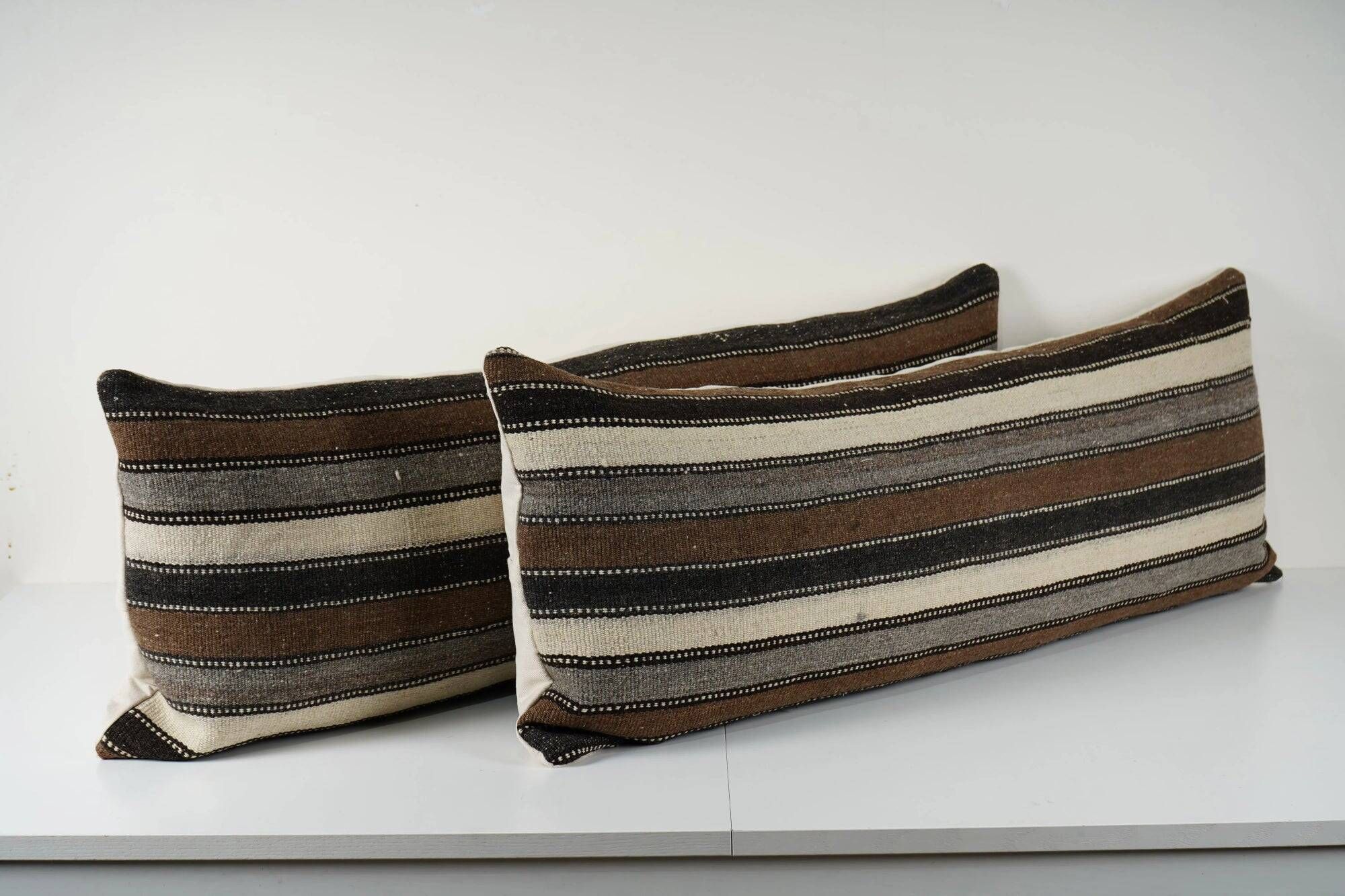Set of 2 vintage kilim cushion covers 46x114 cm