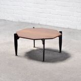 Italian Modernist Coffee Table in Teak and Lacquered Metal, 1950s