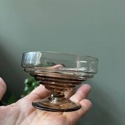 6 vintage ice cream coupes, blown glass brown fruit