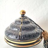 Art Deco Bonbonnière in Black Boom Hyalite Glass from the De Rupel Glassworks