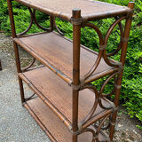 Old bookcase / bamboo shelf / dark rattan h 100 cm