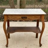 Louis XV dressing table in solid oak and white marble