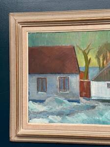 Original Swedish Oil on Canvas – "Vinter Kväll Viks" by Albert Krüger (1885–1965) – Signed – 1945 – Vintage and Framed