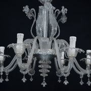 1940s Vintage Murano Clear Glass Chandelier, Classic Italian Art Glass