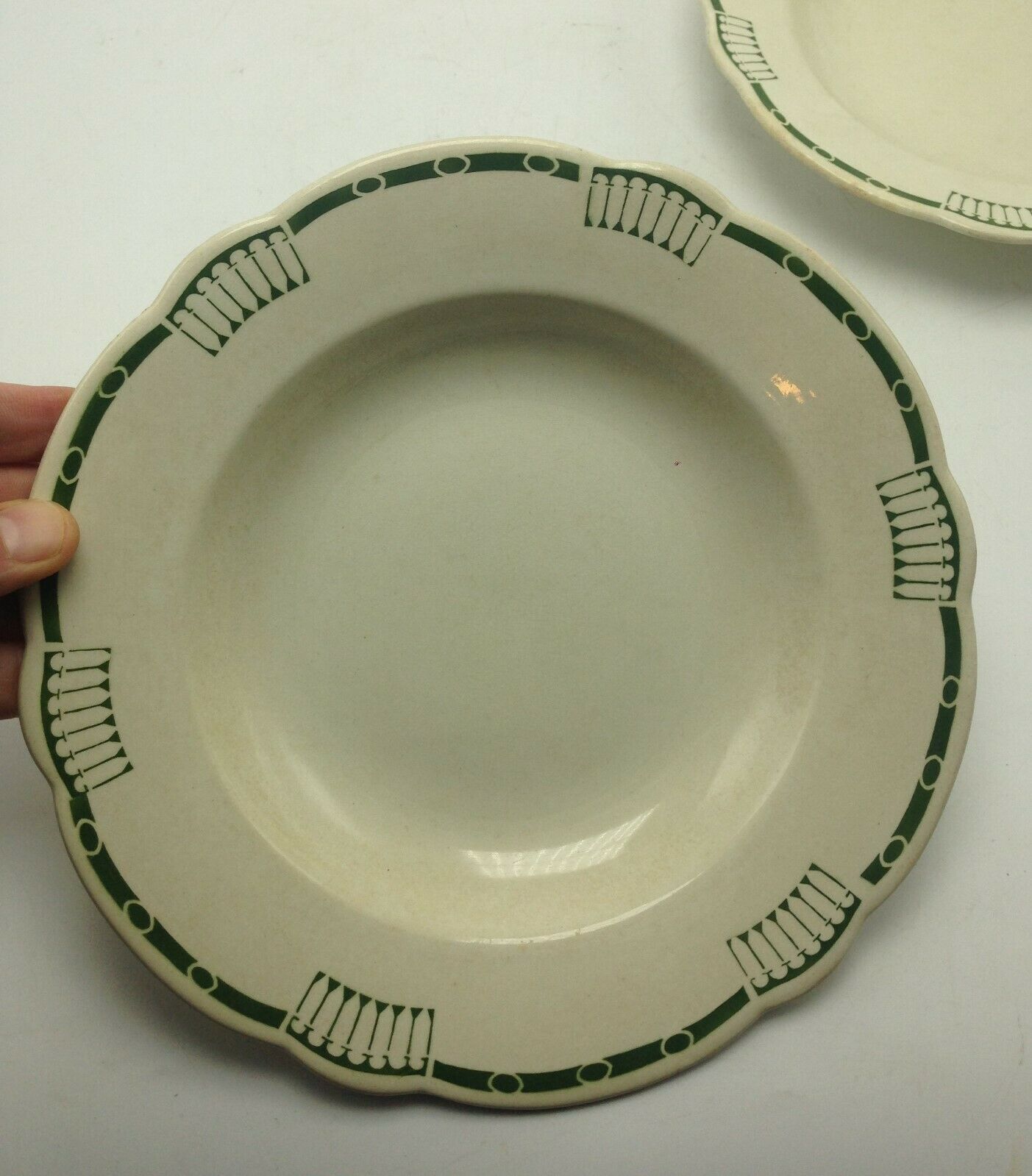Pair of old hollow plates in Moonville model London earthenware