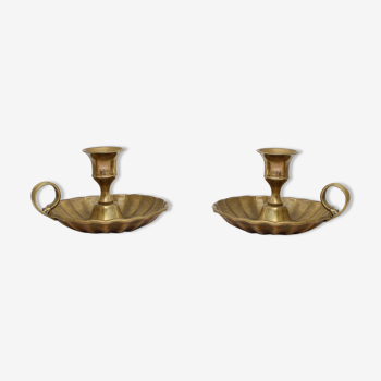 Set of 2 brass candle holders