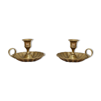 Set of 2 brass candle holders
