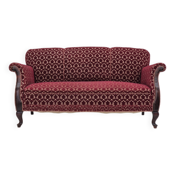 1950s, Danish 3 seater sofa, original condition, furniture velour, beech wood.