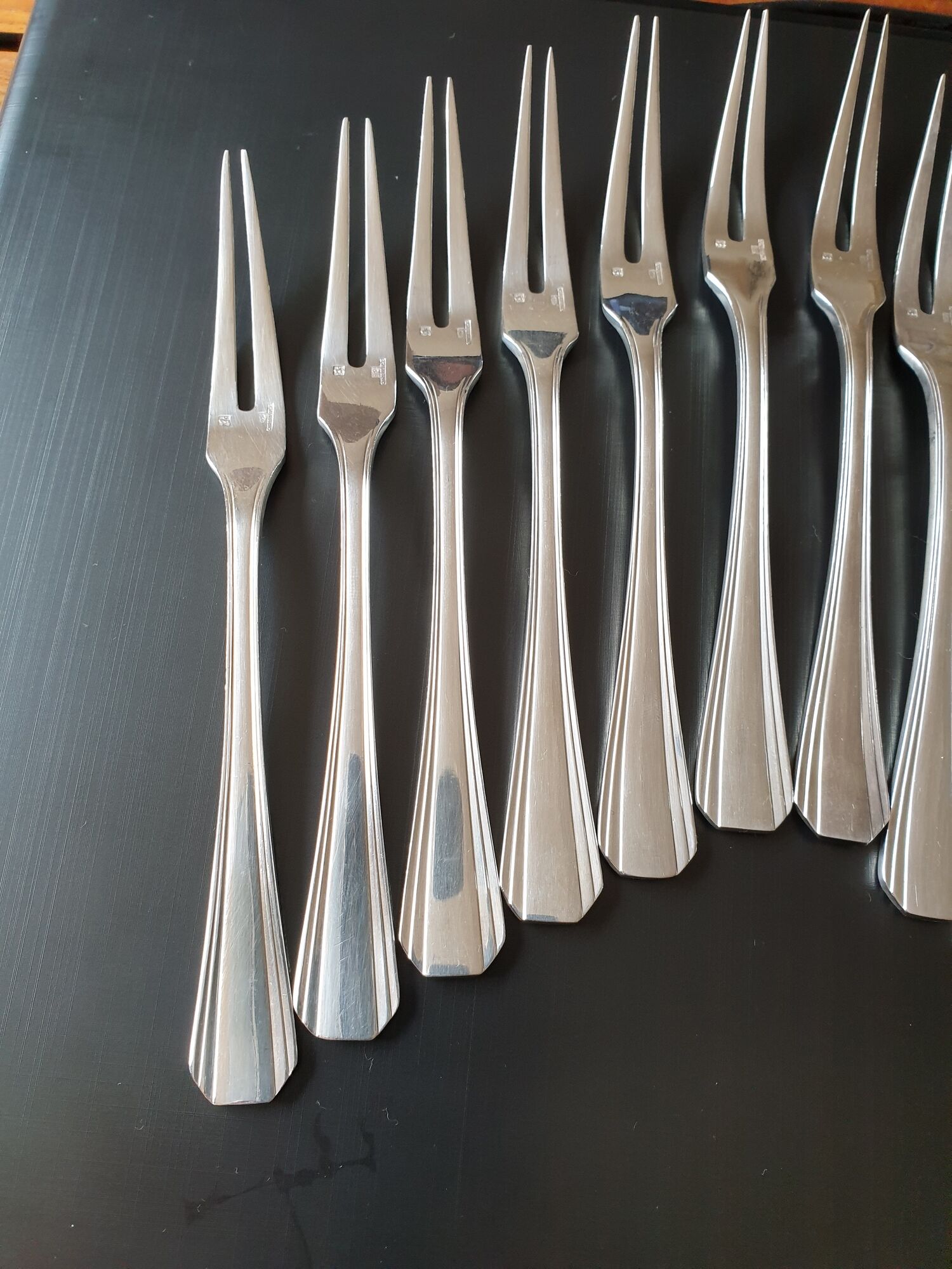 Set of Christofle snail forks made of silver metal
