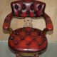 Chaise de capitaine Chesterfield victorienne en cuir