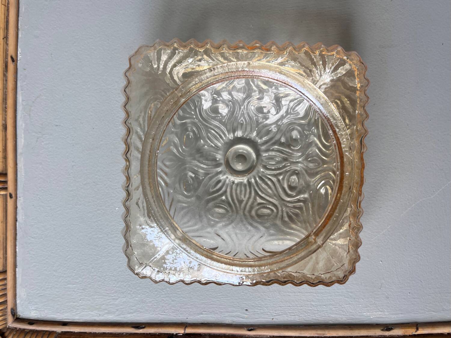 Square amber glass wall light