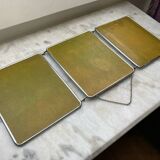 Vintage vertical beveled triptych barber mirror