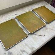 Vintage vertical beveled triptych barber mirror