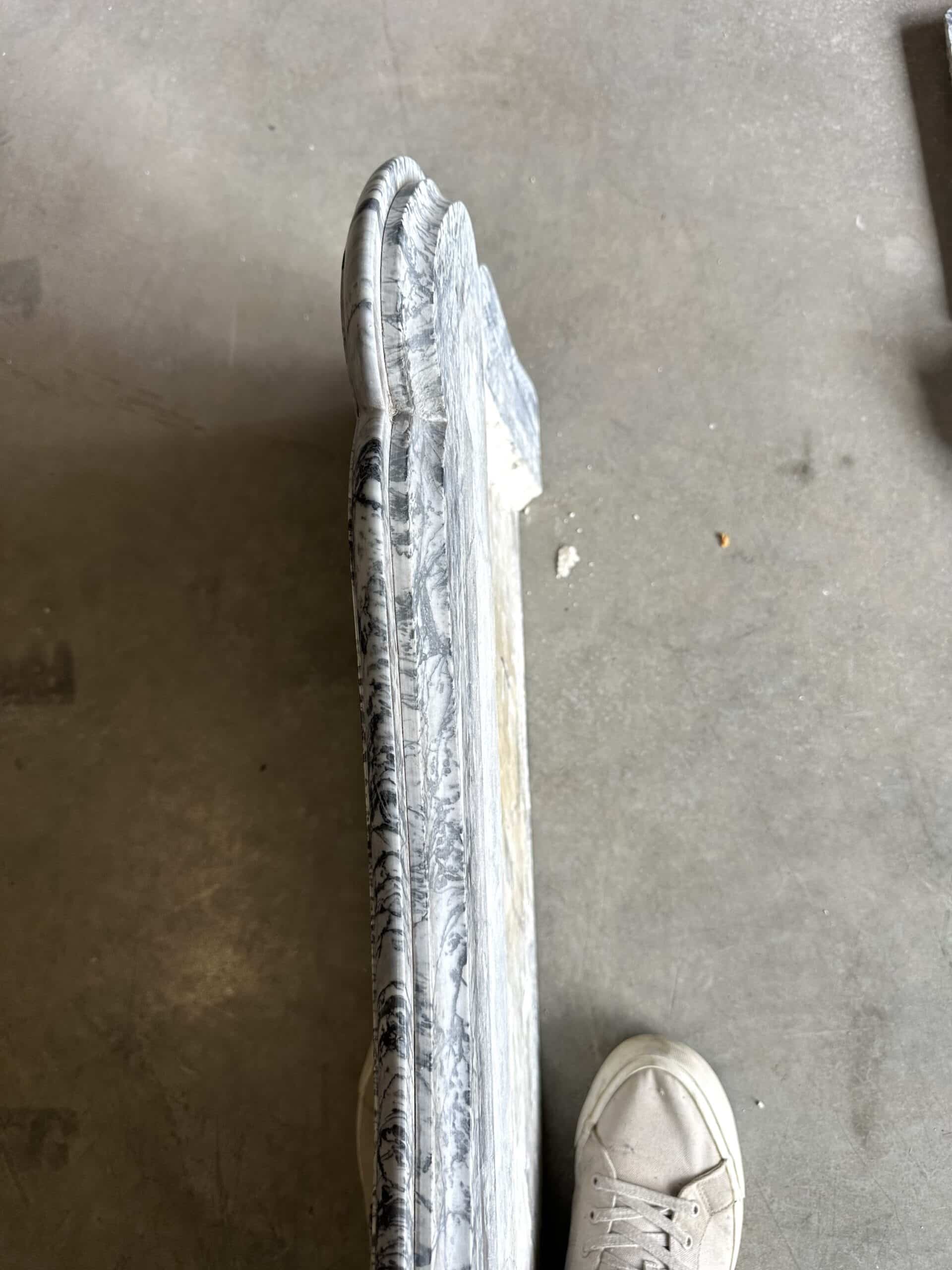 Pompadour fireplace in Louis XV style from around 1880 in blue floral marble.