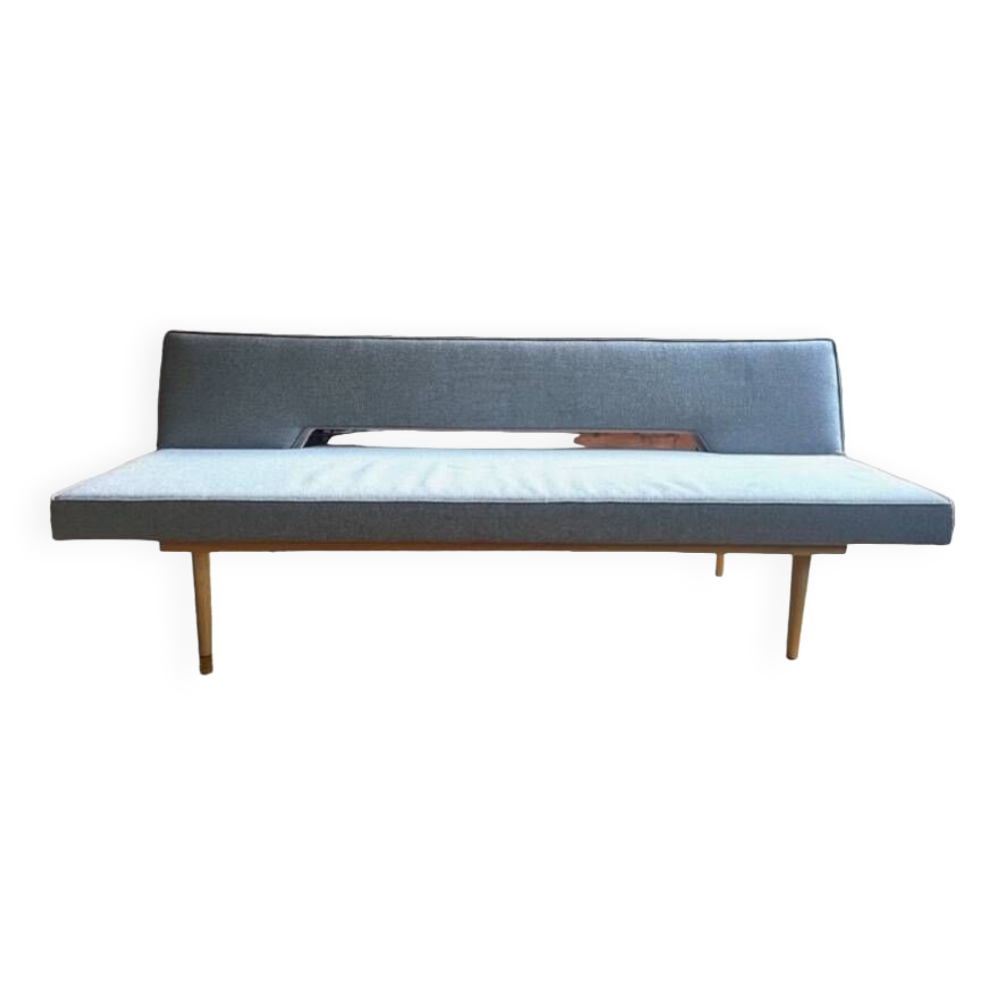 Canapé scandinave vintage, banquette scandinave vintage en teck, canapé en laine