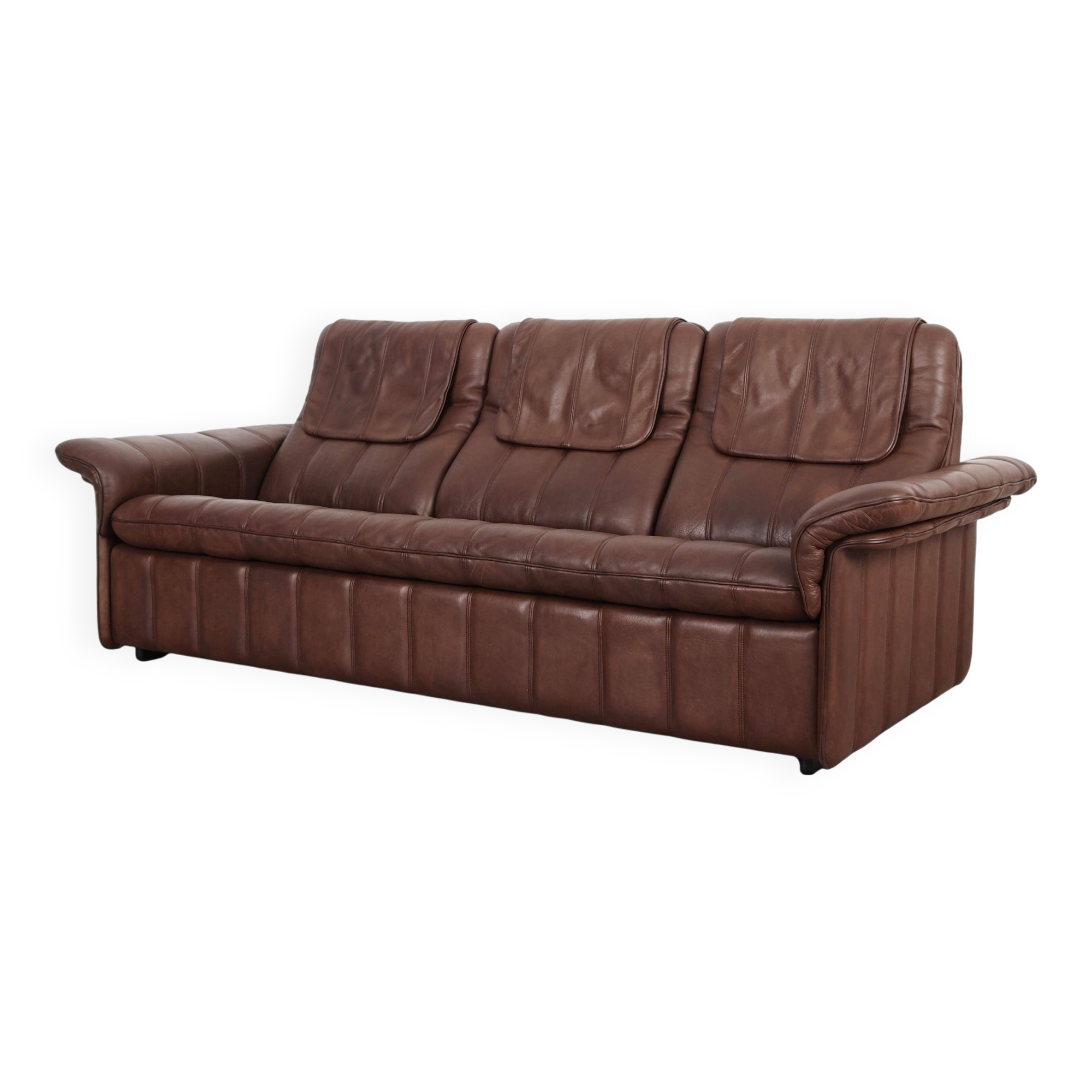 Brown leather sofa, Swiss design, 1970s