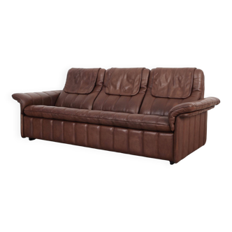 Canapé en cuir marron, design suisse, années 1970