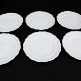 6 Flat plates in Gien earthenware model Louis XV white