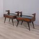 PAIR OF VINTAGE 1950S BEDSIDE TABLES IN WOOD AND GLASS, ITALIAN DESIGN