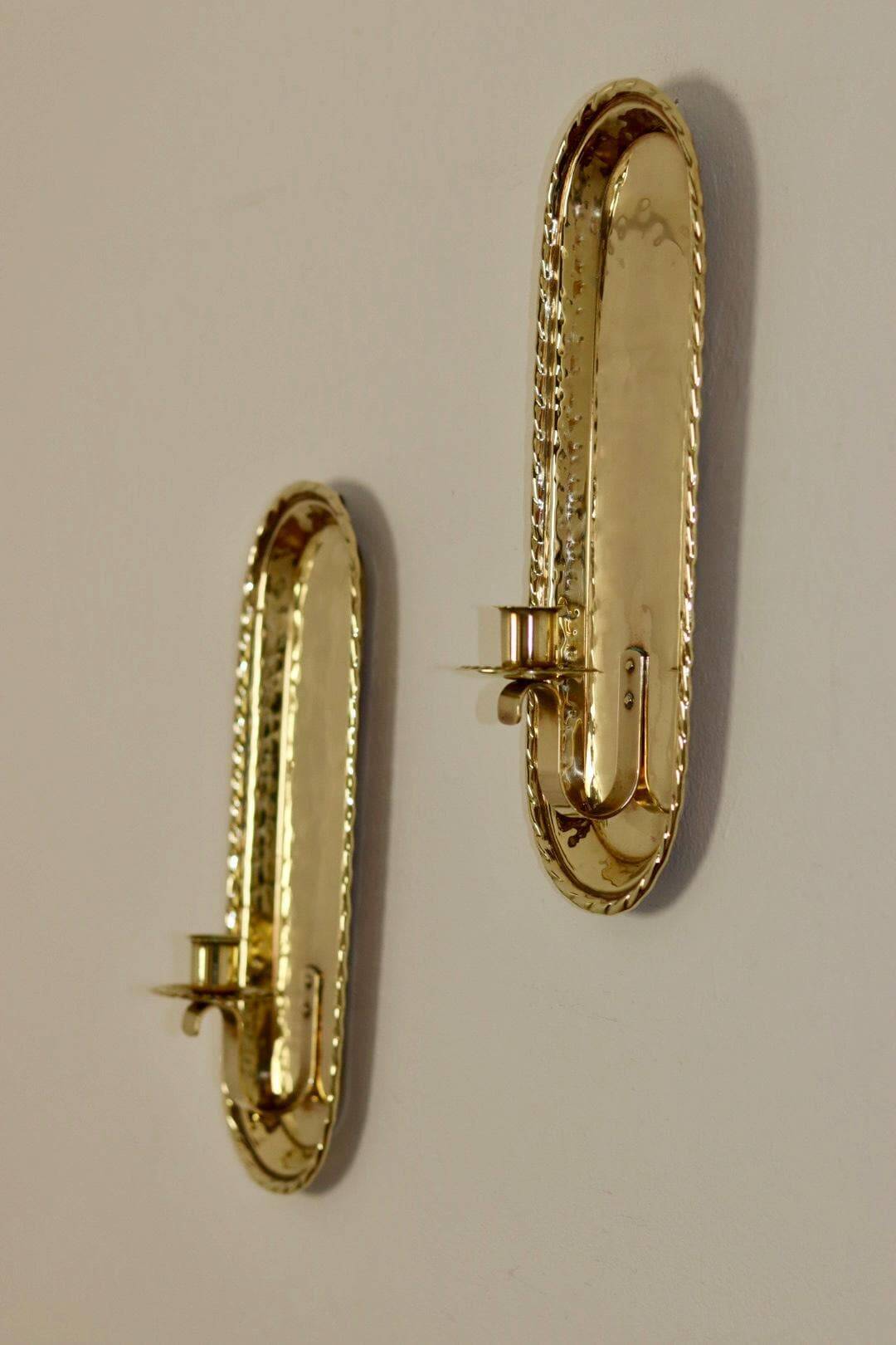 Pair of Mid-Century Swedish Brass Sconces