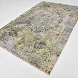 6x10 Sage Green Bohemian Style Wool Vintage Rug, 190x296 Cm