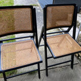 2 folding chairs in canning and wood