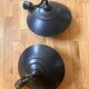 Pair of black metal pendant lights