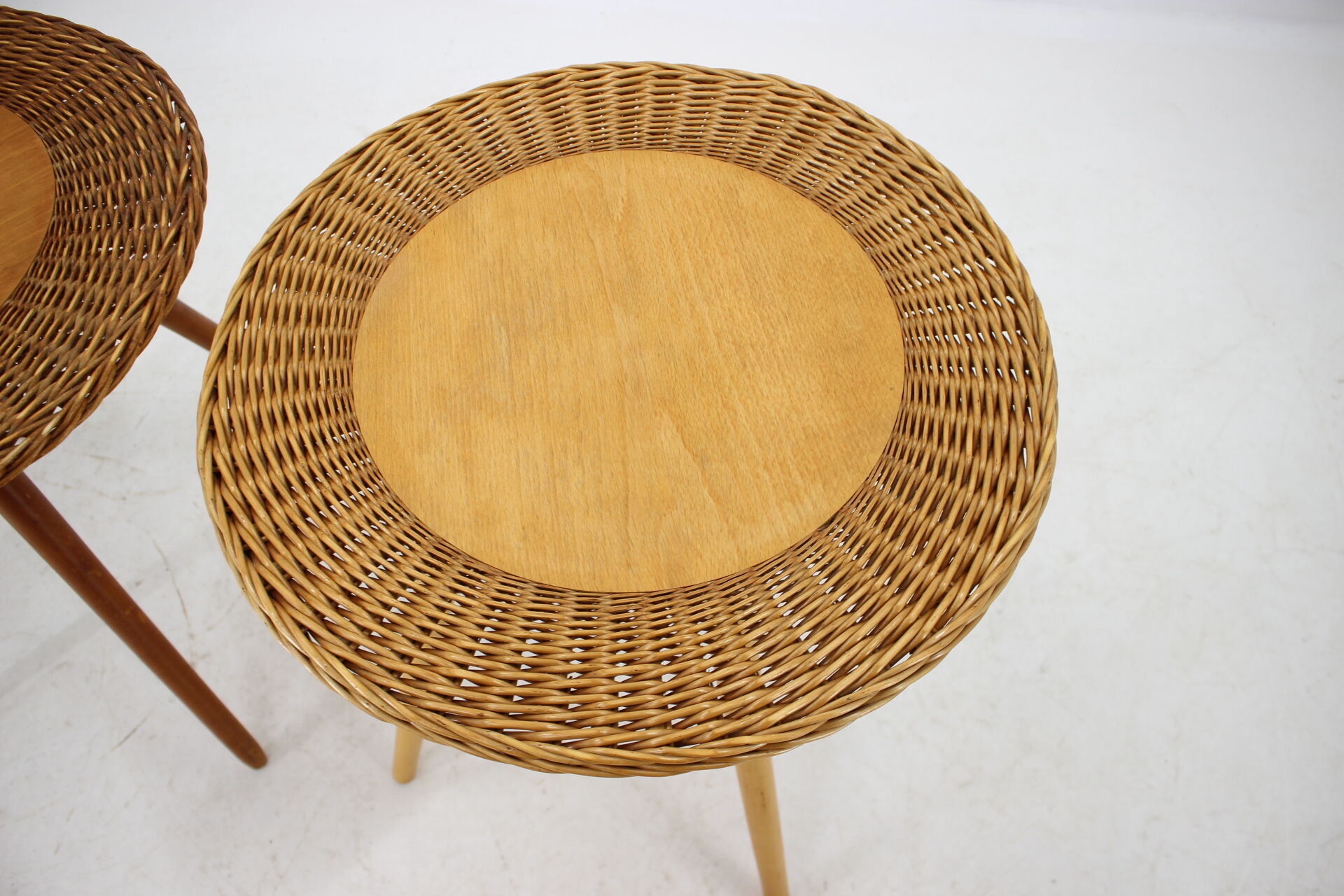 1970s Pair of Wooden Side Tables by ULUV, Czechoslovakia