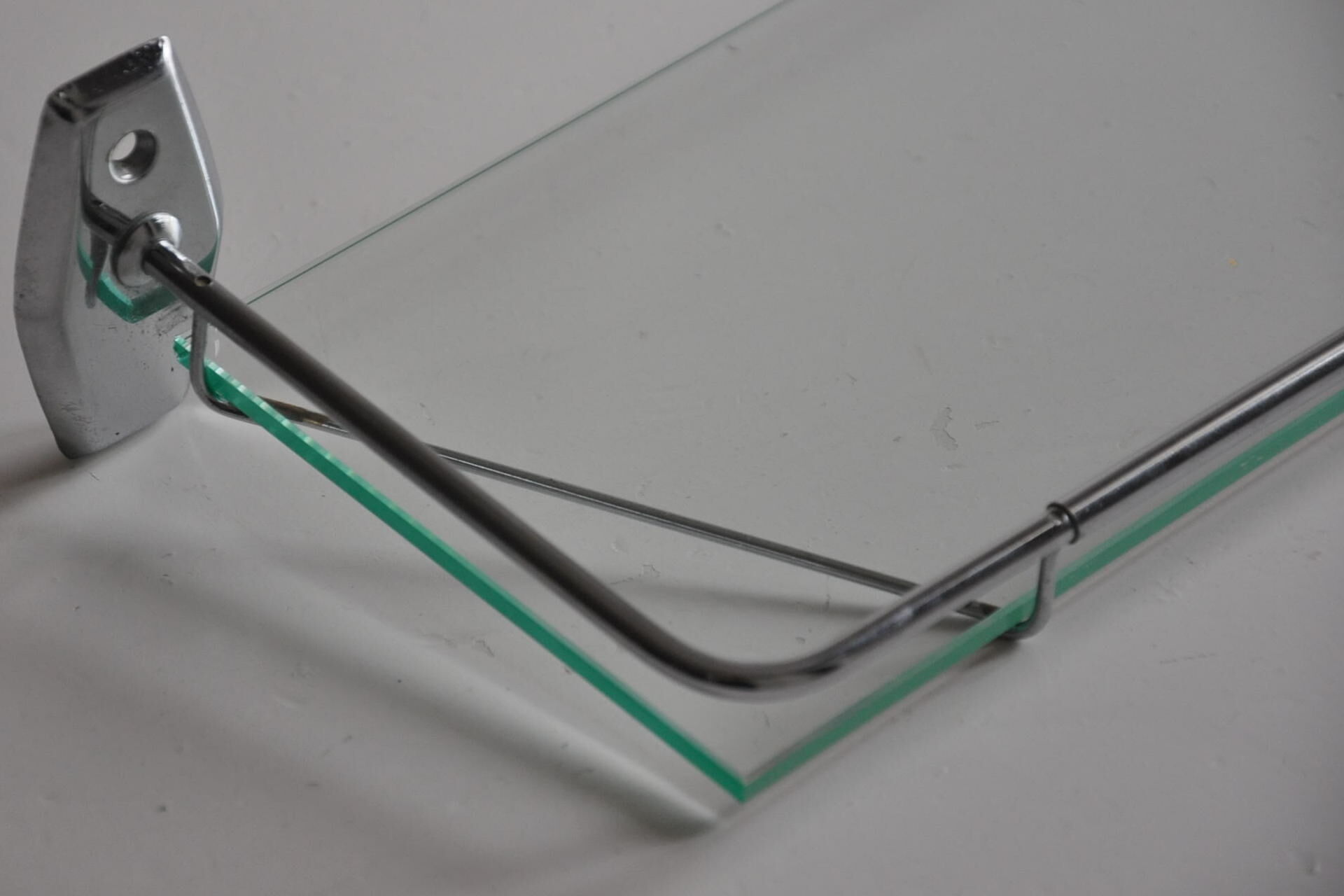 Vintage bathroom shelf chrome metal and glass