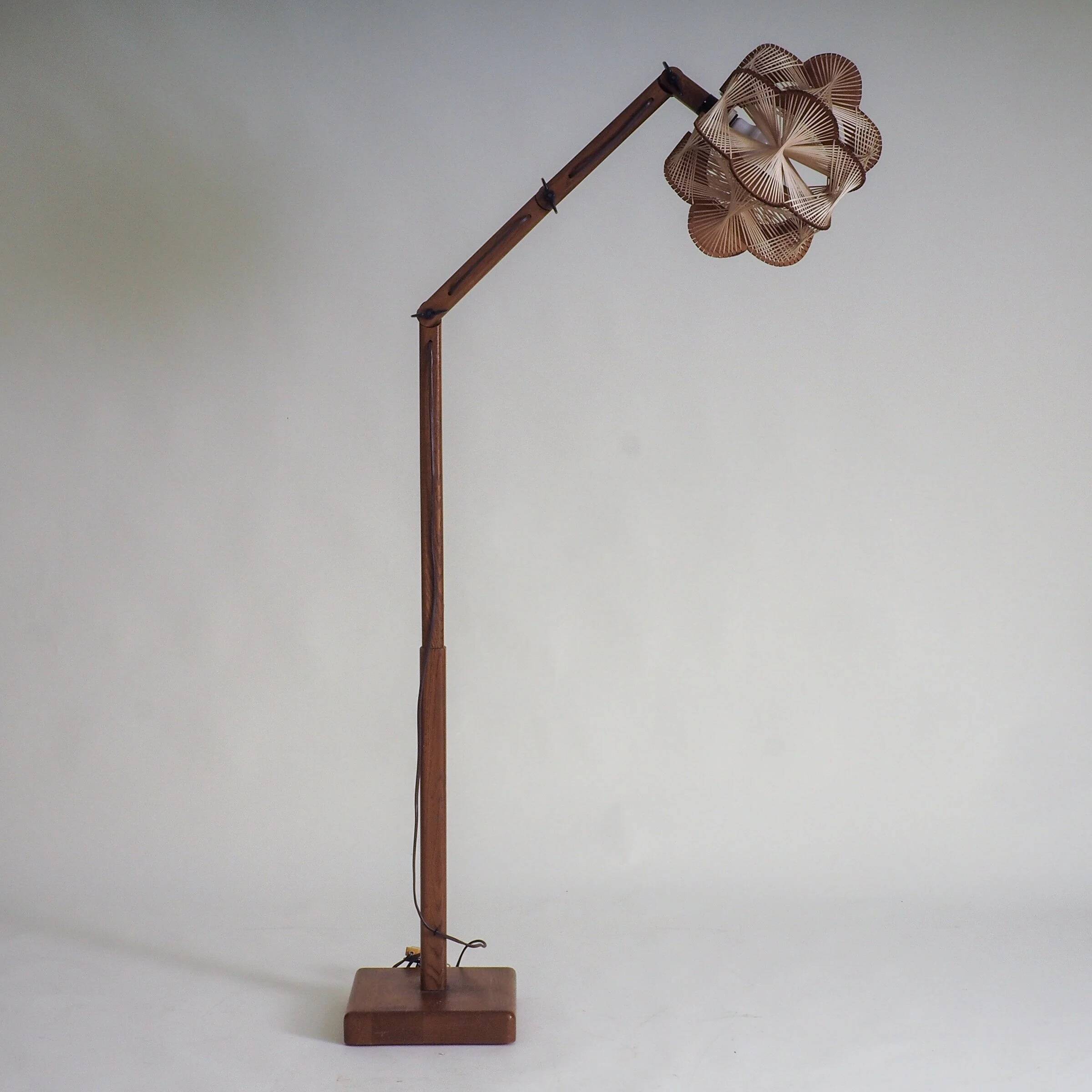 Vintage Danish floor lamp with woven shade