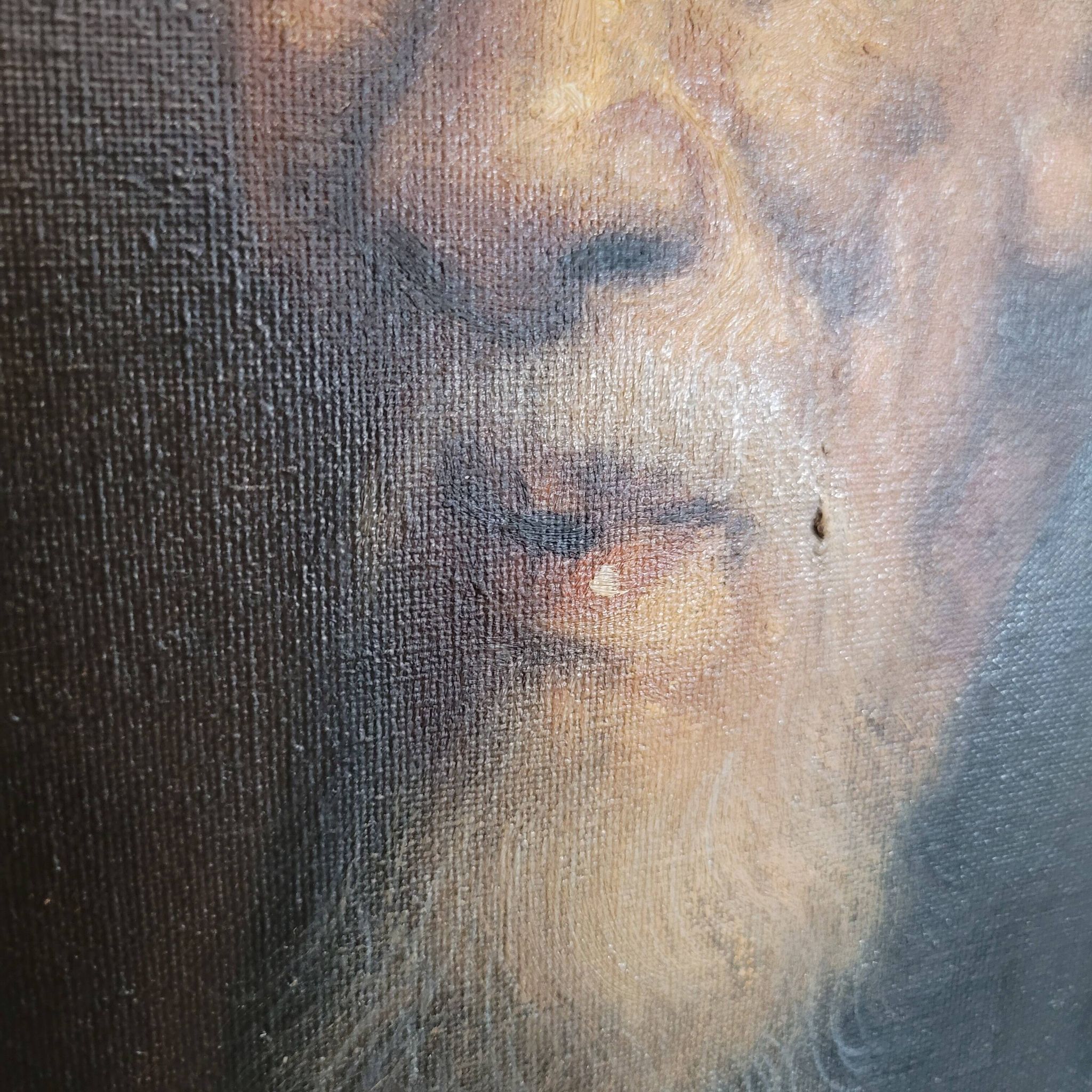 Asian Portrait Painting Oil On Canvas (Vietnam or China)