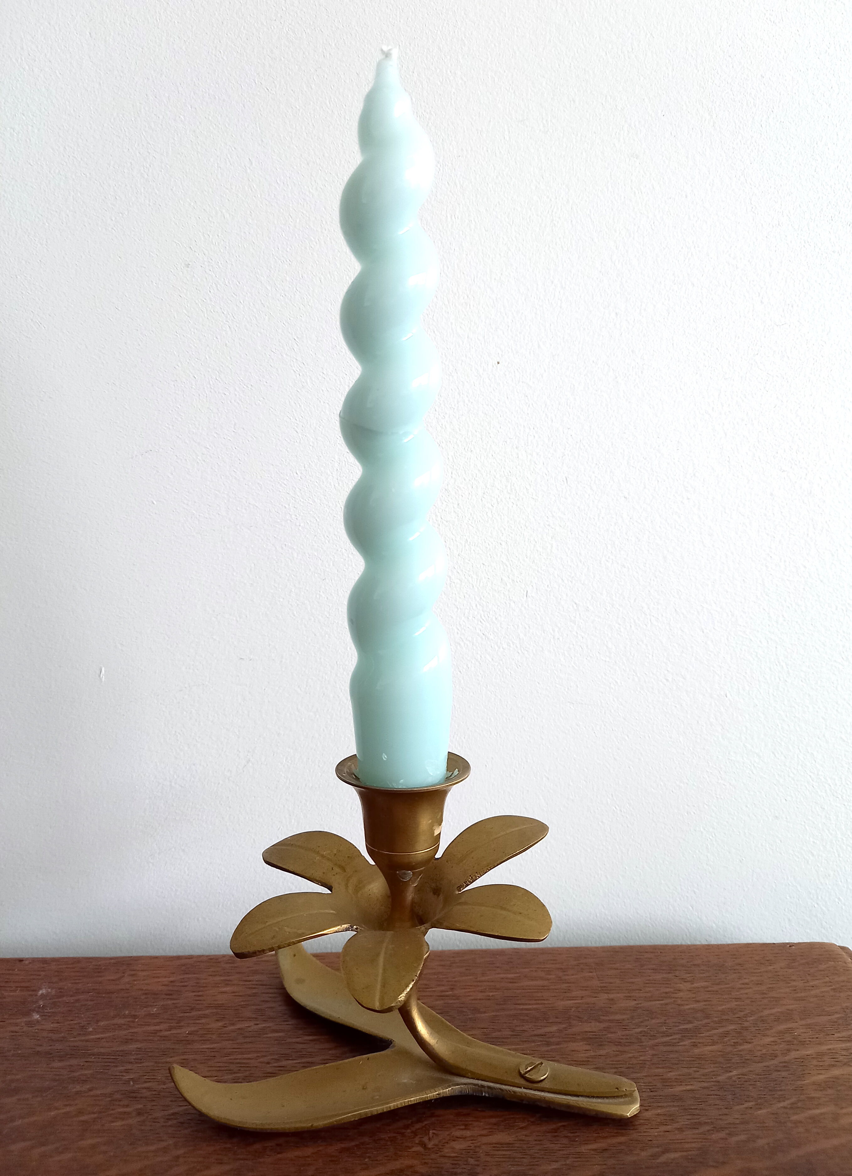 Bougeoir en laiton forme de fleur années 70