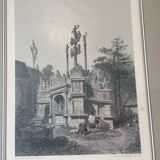 Lithographie originale (vers 1860) de Félix Benoist - Calvaire de Plougastel Daoulas