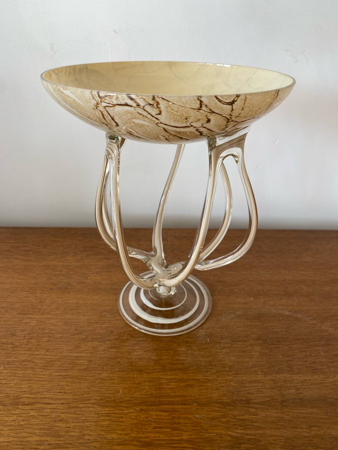 Antique medusa cup josefina krosno multi-layer blown glass vintage