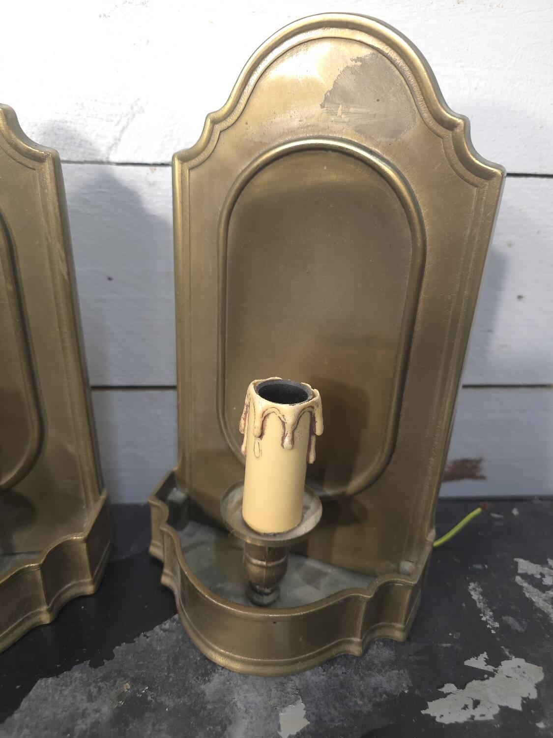 Vintage brass wall lights x 3