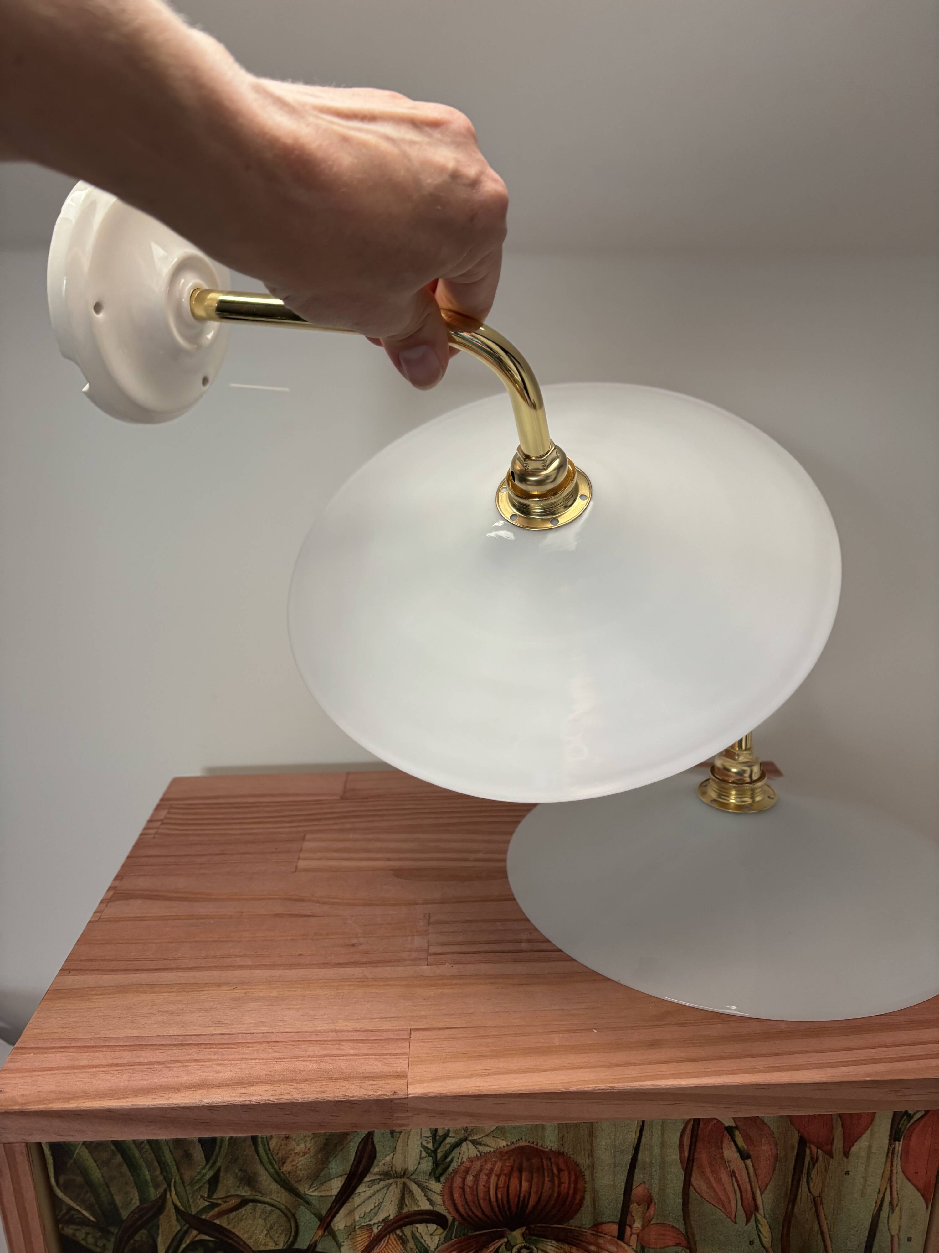 White opaline wall lights