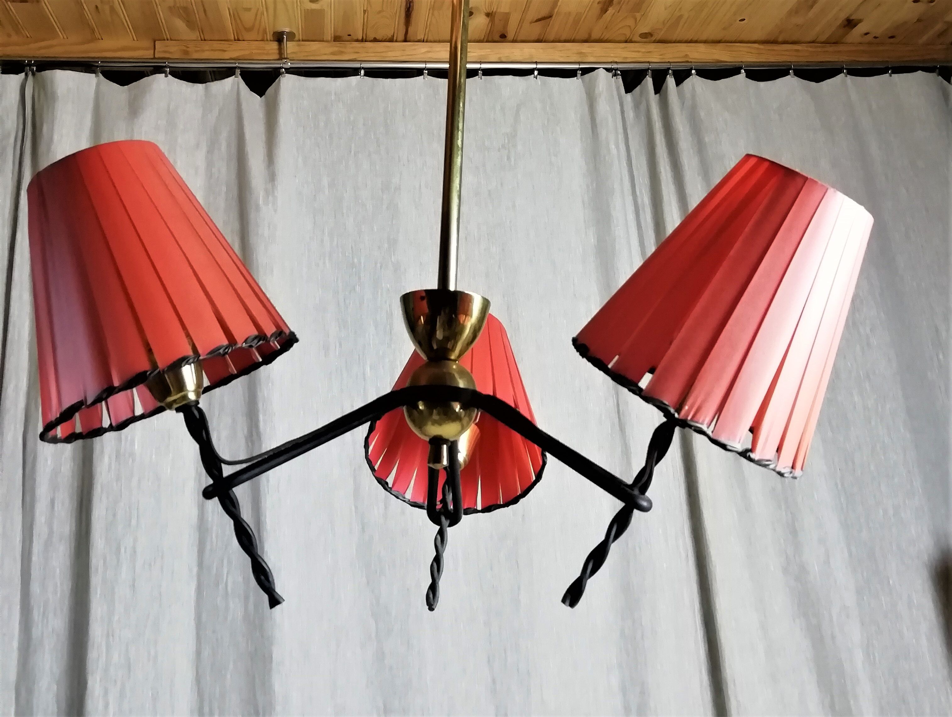 Lustre vintage à 3 branches années 50