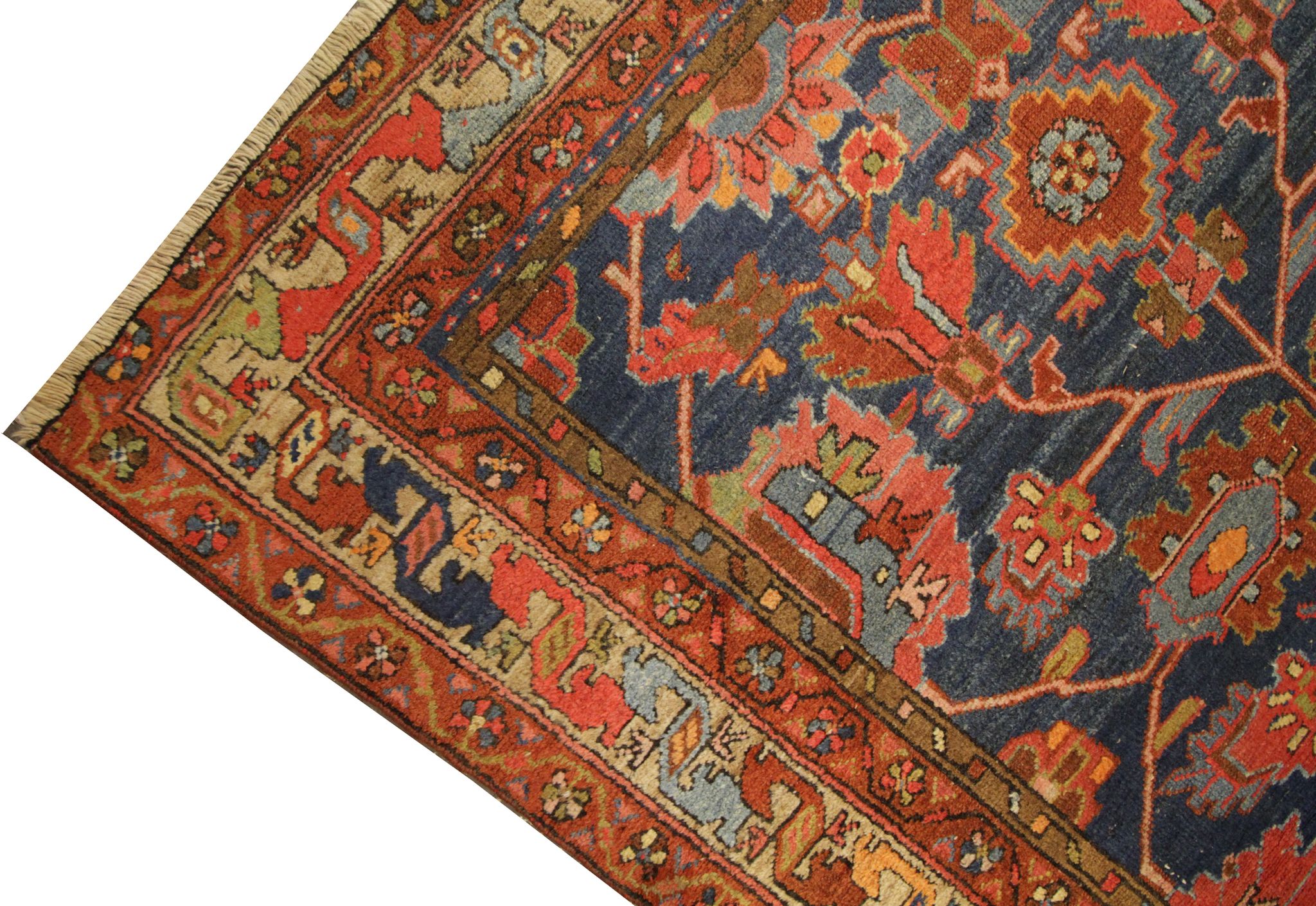 Handwoven Antique Persian Mahal Area Rug, Oriental tribal wool rug- 121x196cm