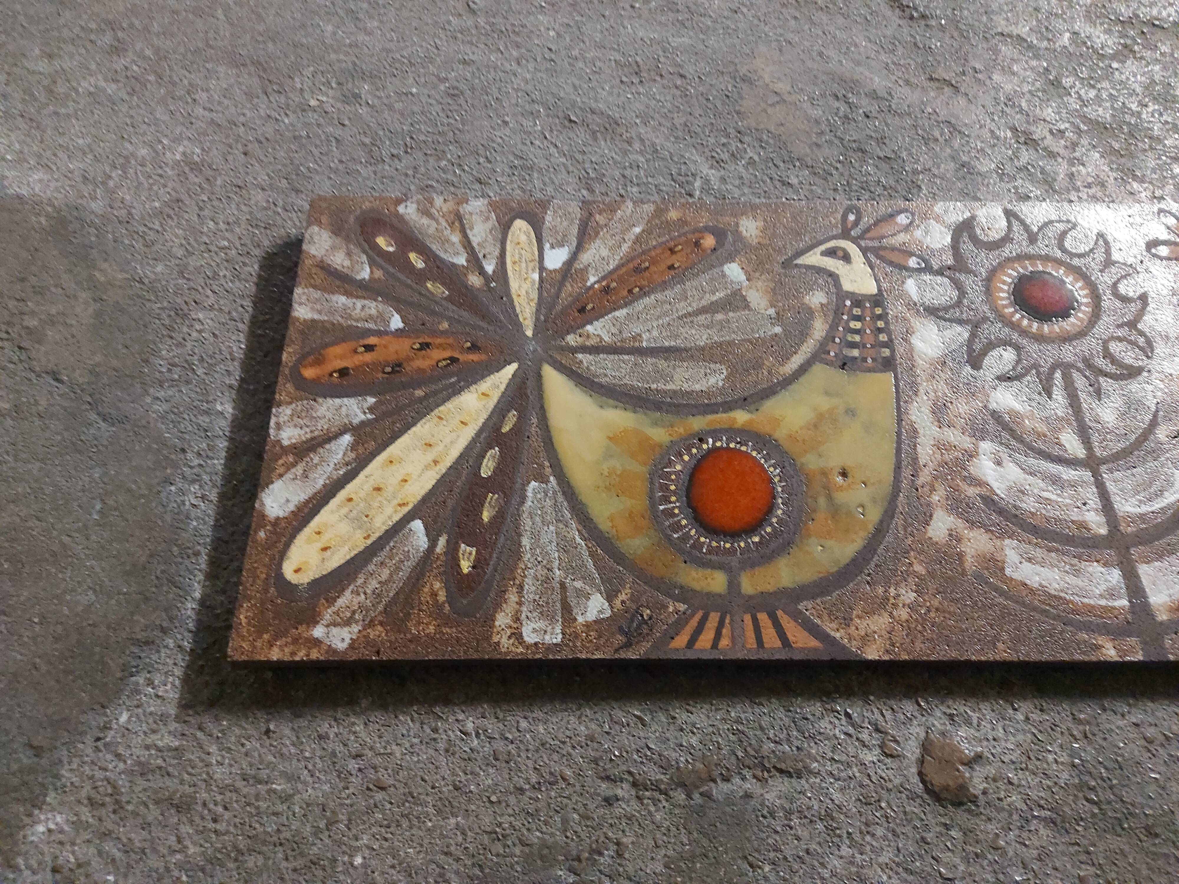Plate, enamelled lava panel J.G Picard, Vallauris