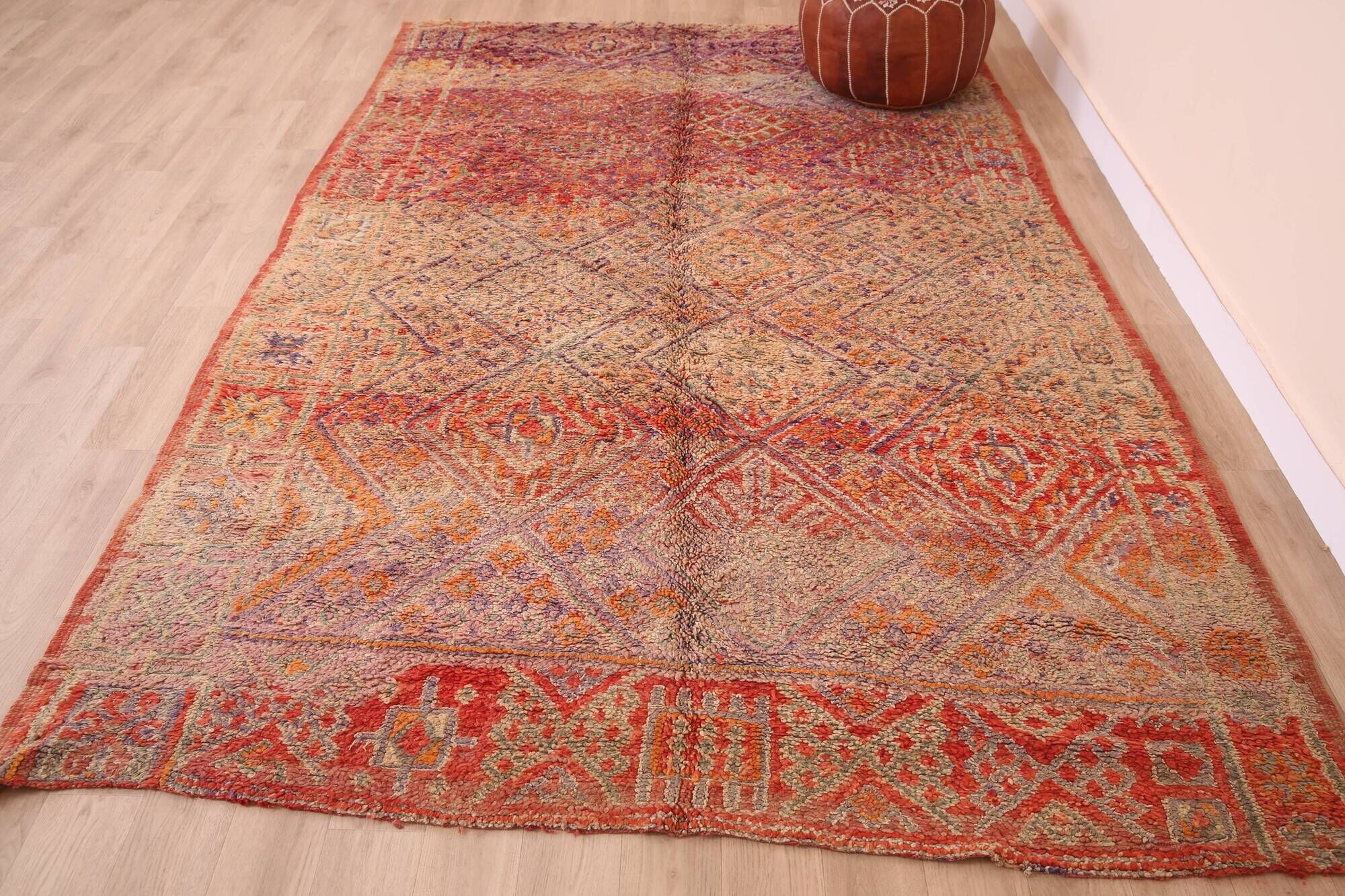 Vintage Moroccan Wool Rug 184 x 285 cm, Handmade Berber Rug, Old Rug Boho