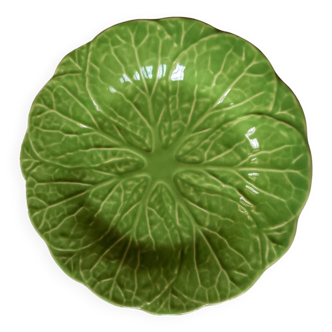 Assiette à dessert en barbotine feuille de choux