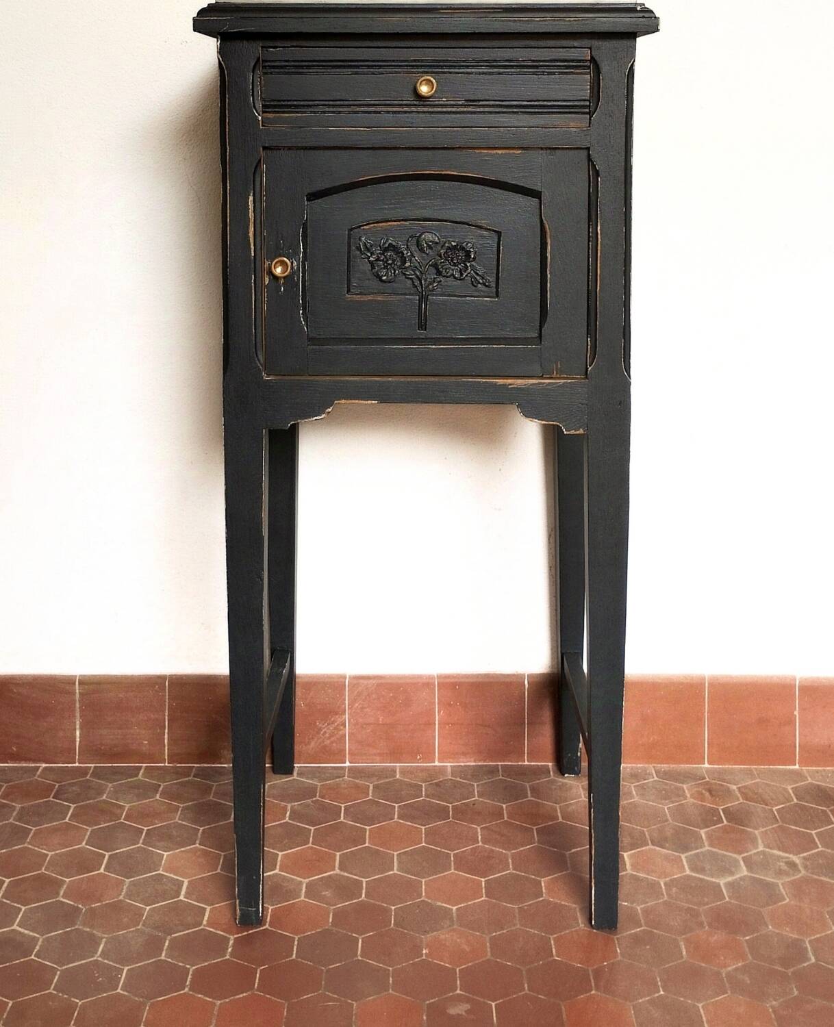 Black patinated Art Deco bedside table