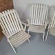 Lot 5 garden armchairs in vintage white wood
