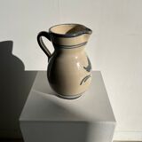 Off-white glossy ceramic decanter, hand-painted gray blue patterns H:20cm