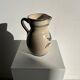 Off-white glossy ceramic decanter, hand-painted gray blue patterns H:20cm