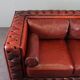 Chesterfield sofa in red cowhide leather, 2.5 seats