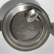 Baby plate silver metal spoon silver 30s