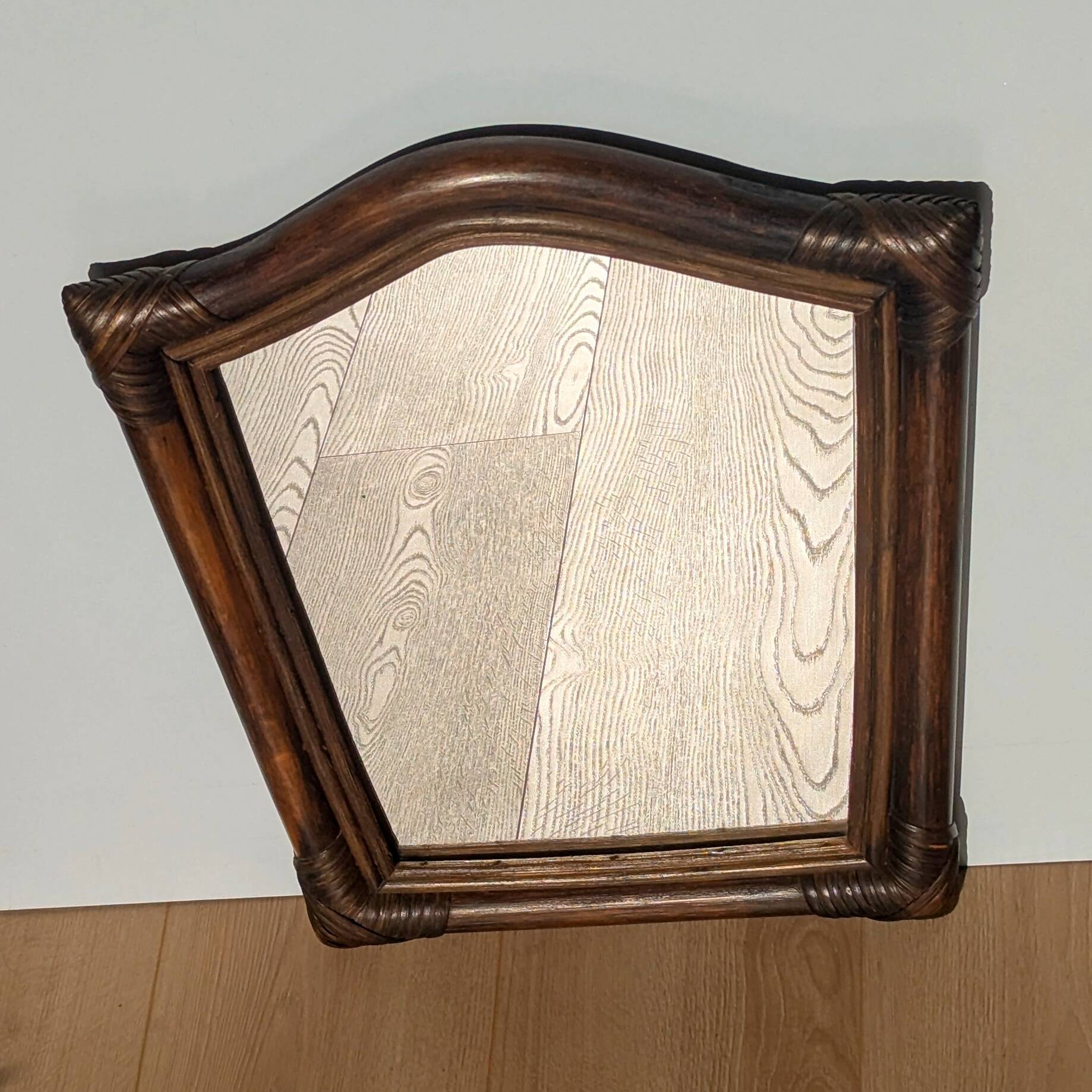 Mirror - Vintage 49x43 cm - Bamboo, Rattan - Patinated wood 1970