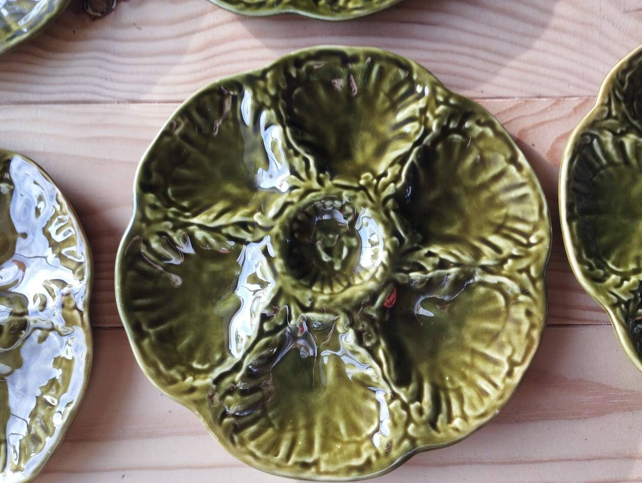 6 vintage ceramic oyster plates from Gien