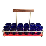 Blue liqueur glass set